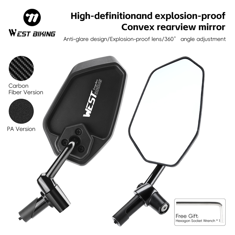 Mirror Handlebar Convex - Espejo Retrovisor Convexo Antideslumbrante HD WEST