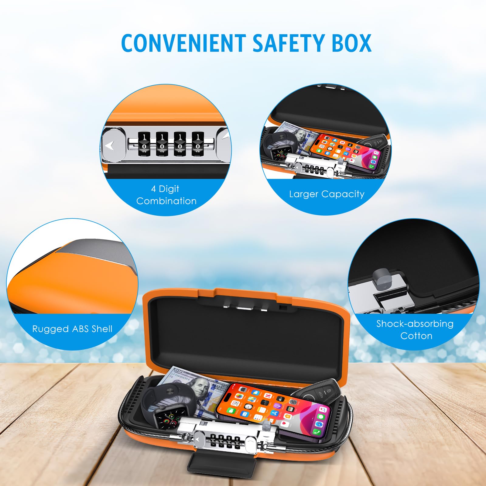 Caja de Seguridad Portátil con - Chain Lock Combination reseña y precio